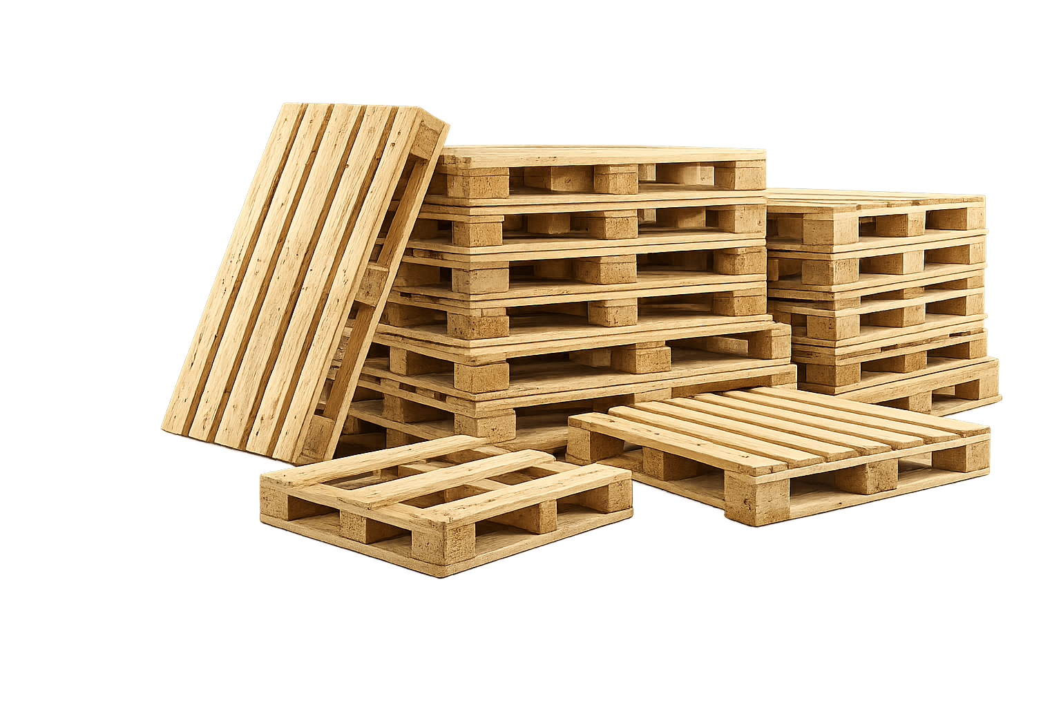 Wooden pallet range for industrial handling